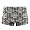 Grey Damask Pattern Print Men's Boxer Briefs