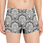 Grey Damask Pattern Print Men's Boxer Briefs