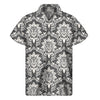 Grey Damask Pattern Print Men's Short Sleeve Shirt