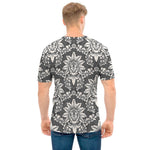 Grey Damask Pattern Print Men's T-Shirt