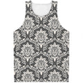 Grey Damask Pattern Print Men's Tank Top