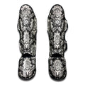 Grey Damask Pattern Print Muay Thai Shin Guards