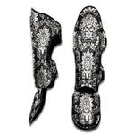 Grey Damask Pattern Print Muay Thai Shin Guard