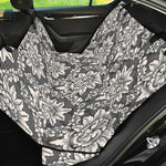 Grey Damask Pattern Print Pet Car Back Seat Cover