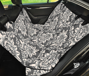 Grey Damask Pattern Print Pet Car Back Seat Cover