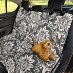 Grey Damask Pattern Print Pet Car Back Seat Cover