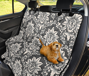 Grey Damask Pattern Print Pet Car Back Seat Cover