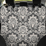 Grey Damask Pattern Print Pet Car Back Seat Cover