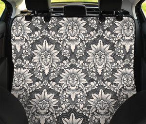 Grey Damask Pattern Print Pet Car Back Seat Cover