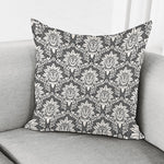 Grey Damask Pattern Print Pillow Cover