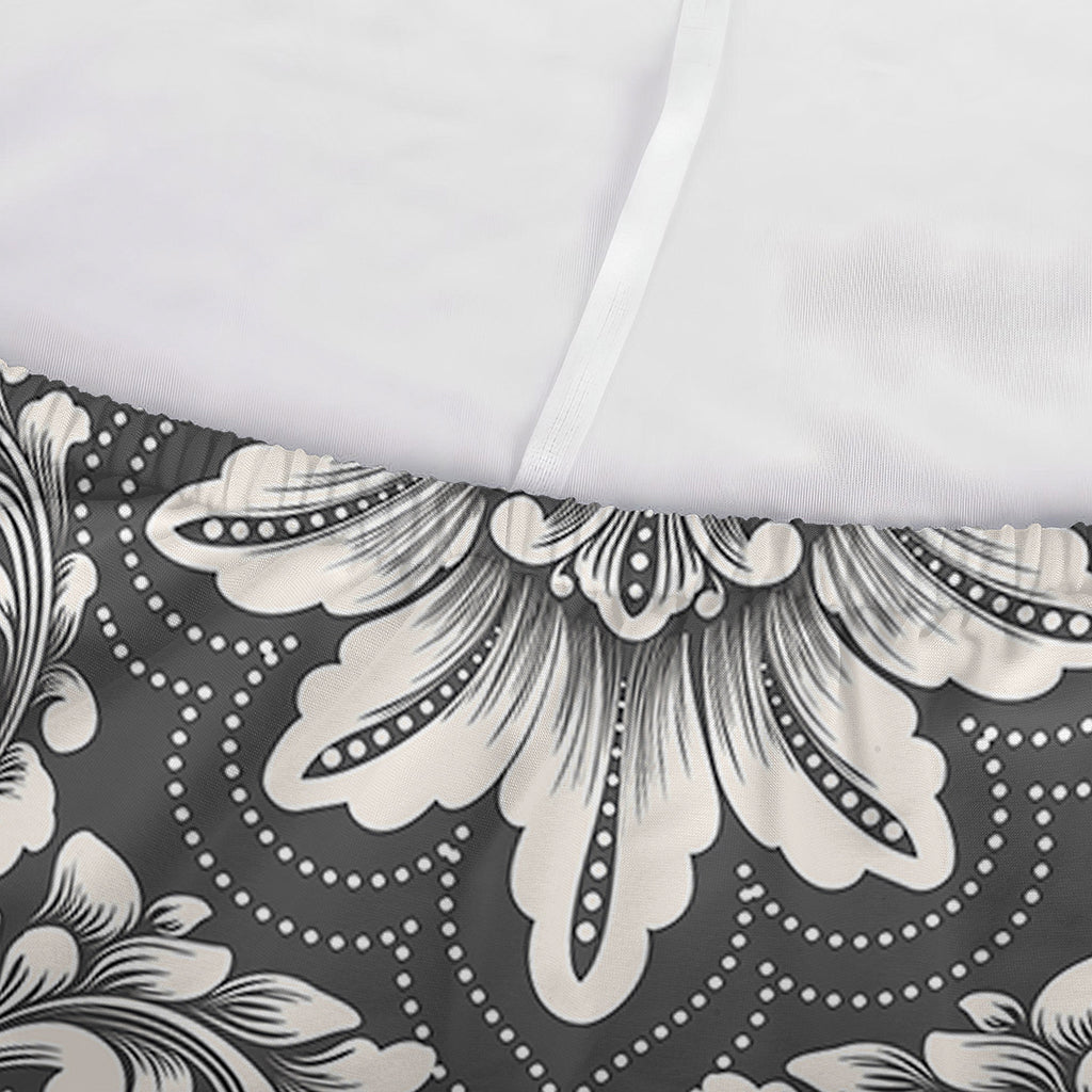 Grey Damask Pattern Print Sofa Cover