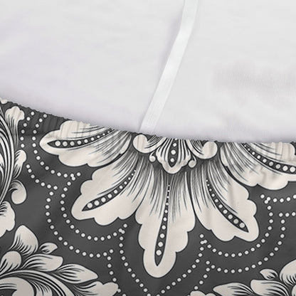 Grey Damask Pattern Print Sofa Cover