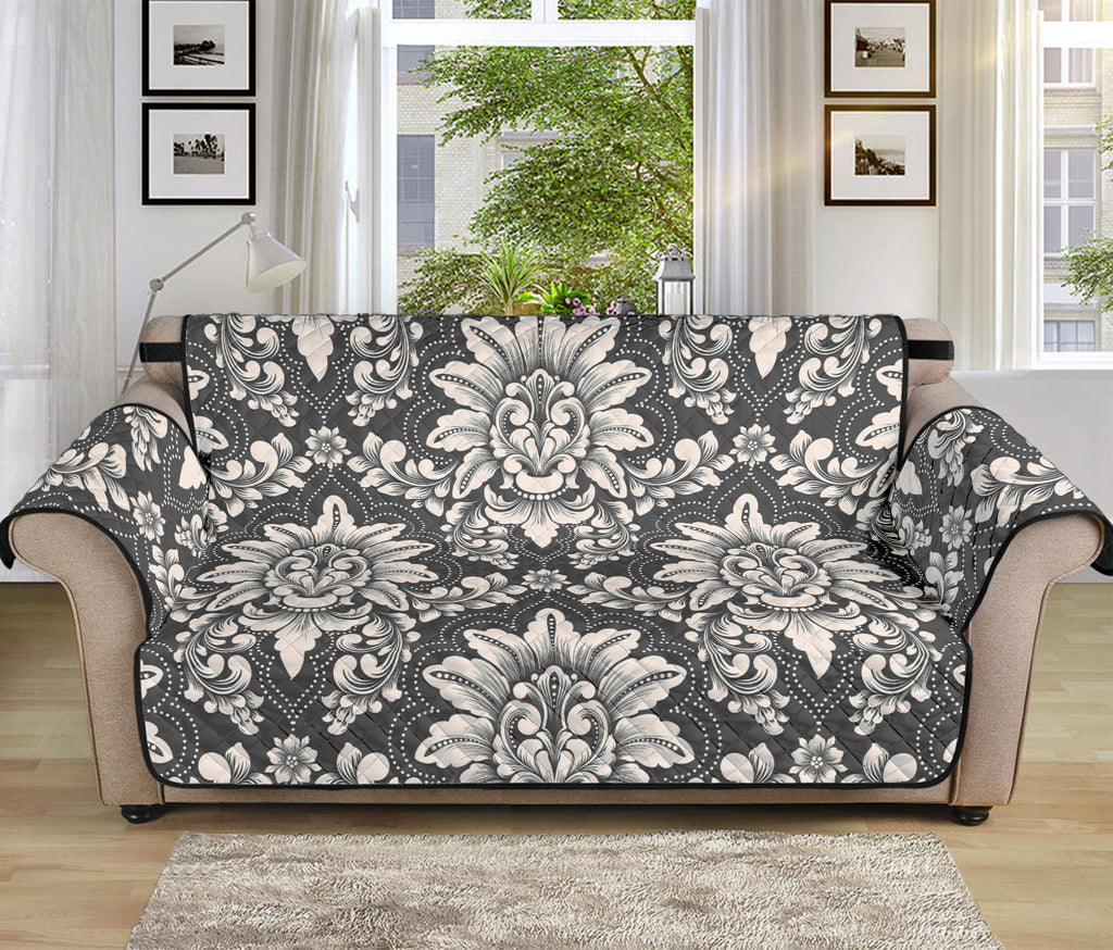 Grey Damask Pattern Print Sofa Protector