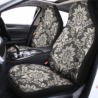 Grey Damask Pattern Print Universal Fit Car Seat Covers