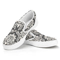 Grey Damask Pattern Print White Slip On Sneakers