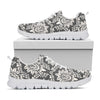 Grey Damask Pattern Print White Sneakers