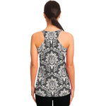 Grey Damask Pattern Print Women's Racerback Tank Top