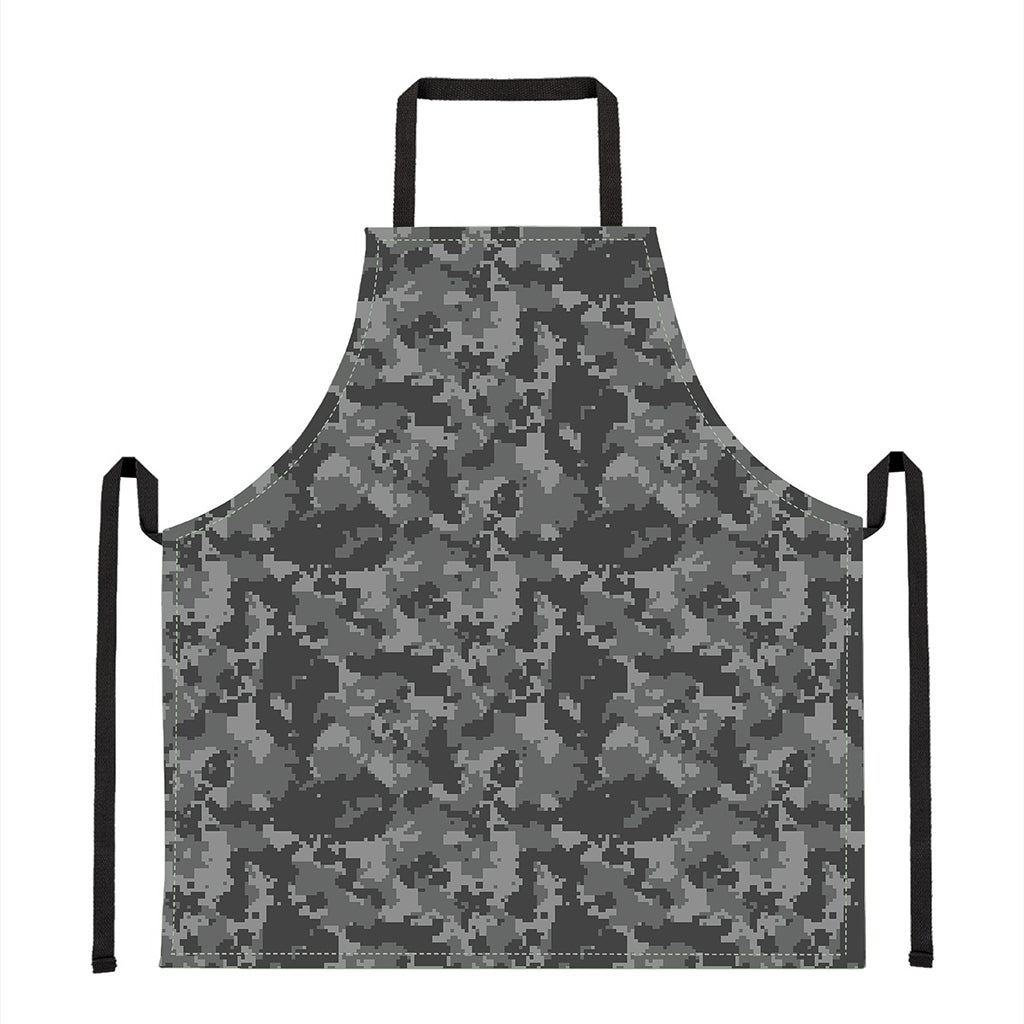 Grey Digital Camo Pattern Print Apron