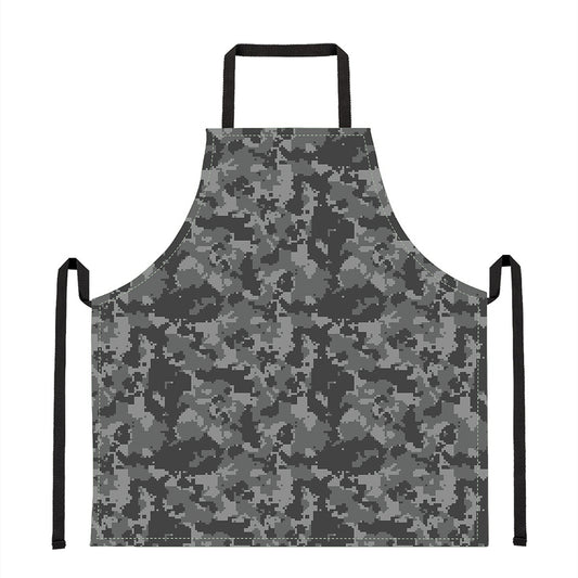Grey Digital Camo Pattern Print Apron