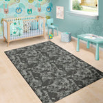 Grey Digital Camo Pattern Print Area Rug
