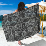 Grey Digital Camo Pattern Print Beach Sarong Wrap