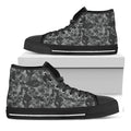 Grey Digital Camo Pattern Print Black High Top Sneakers
