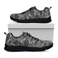 Grey Digital Camo Pattern Print Black Running Shoes