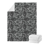 Grey Digital Camo Pattern Print Blanket
