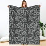 Grey Digital Camo Pattern Print Blanket