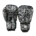 Grey Digital Camo Pattern Print Boxing Gloves