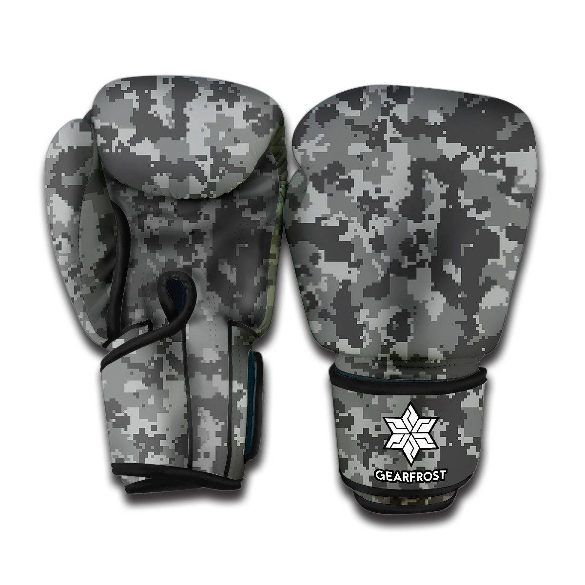 Grey Digital Camo Pattern Print Boxing Gloves
