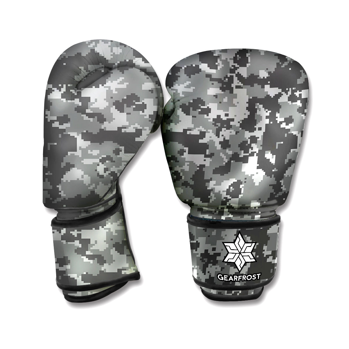 Grey Digital Camo Pattern Print Boxing Gloves