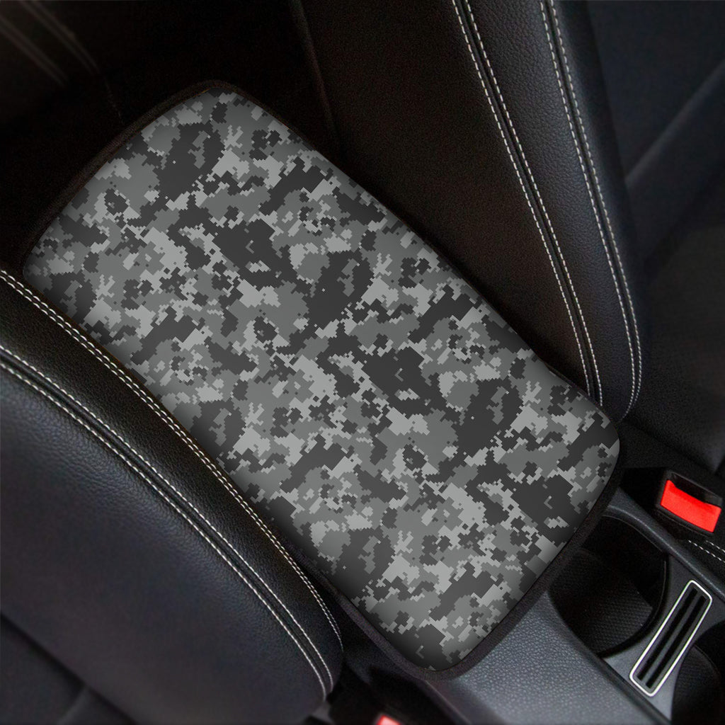 Grey Digital Camo Pattern Print Car Center Console Cover