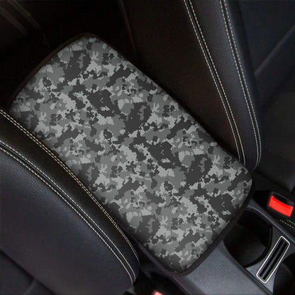 Grey Digital Camo Pattern Print Car Center Console Cover