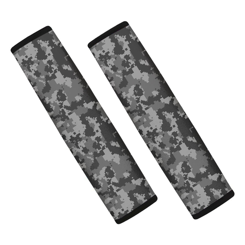 Grey Digital Camo Pattern Print Car Seat Belt Covers