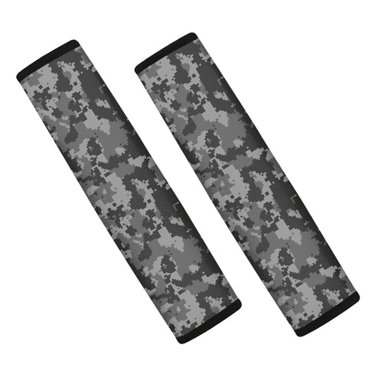 Grey Digital Camo Pattern Print Car Seat Belt Covers