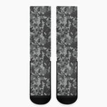 Grey Digital Camo Pattern Print Crew Socks