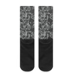 Grey Digital Camo Pattern Print Crew Socks