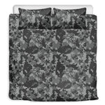 Grey Digital Camo Pattern Print Duvet Cover Bedding Set