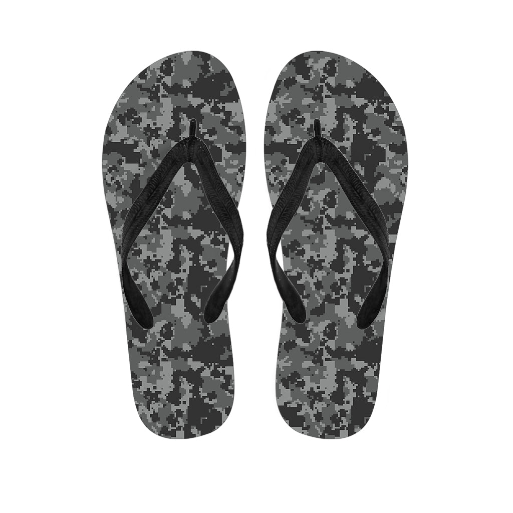 Grey Digital Camo Pattern Print Flip Flops
