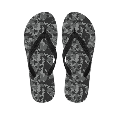 Grey Digital Camo Pattern Print Flip Flops