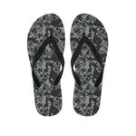 Grey Digital Camo Pattern Print Flip Flops