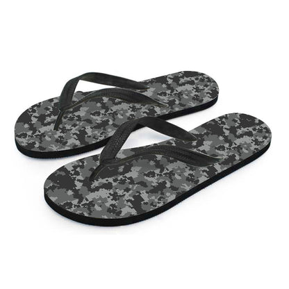 Grey Digital Camo Pattern Print Flip Flops
