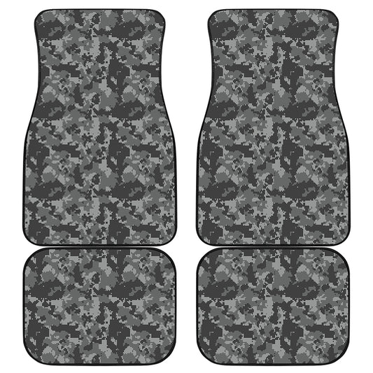 Grey Digital Camo Pattern Print Front and Back Car Floor Mats