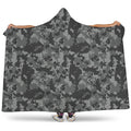 Grey Digital Camo Pattern Print Hooded Blanket