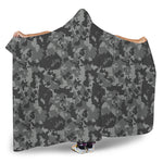 Grey Digital Camo Pattern Print Hooded Blanket