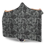Grey Digital Camo Pattern Print Hooded Blanket