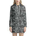 Grey Digital Camo Pattern Print Pullover Hoodie Dress