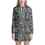 Grey Digital Camo Pattern Print Hoodie Dress
