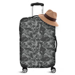 Grey Digital Camo Pattern Print Luggage Cover